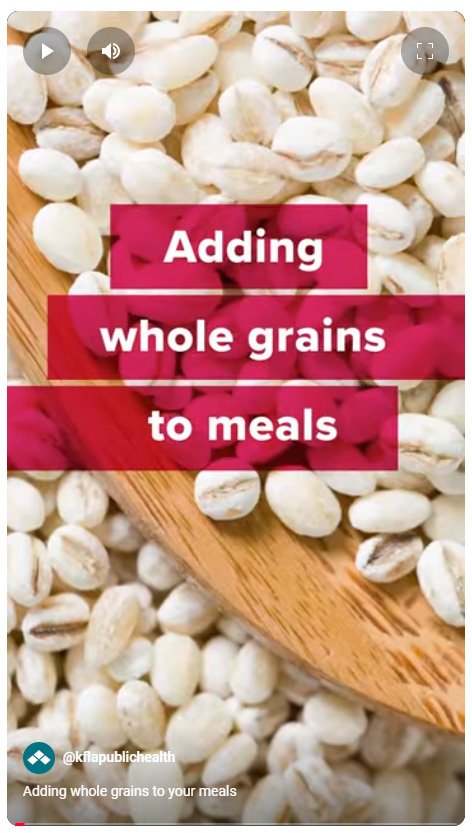 Adding whole grains to your meals video